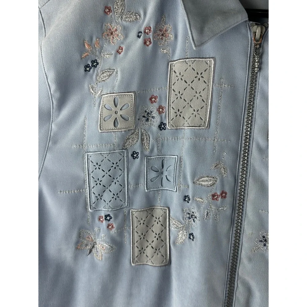 Womens Alfred Dunner Size 16 Petite Jacket‎ Powder Blue Embellished Grandmacore